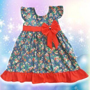 NWT GIRLS KIDS FASHION CUTE FLOWERS PRINCESS FLORAL CHILDREN DRESS SIZE 4